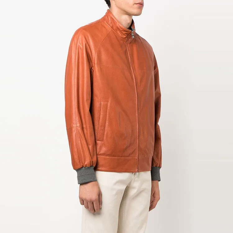 Brunello Cucinelli Zip up Leather Jacket-3