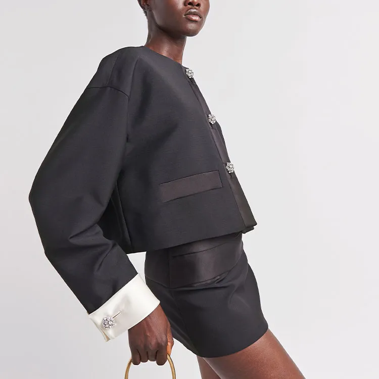 PRADA SS23 Cropped Coat Women's Black-2