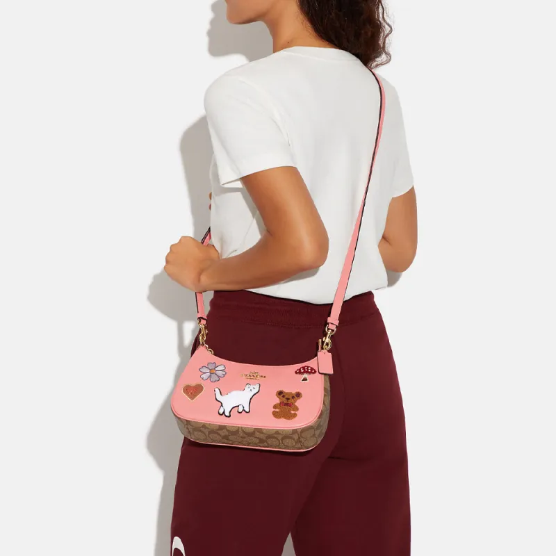 COACH Cow Leather Shoulder Bag, Crossbody Bag, Handbag Medium Size Women's Leather Pink-3