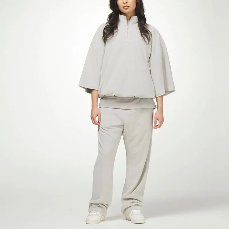 Adidas Basketball Velour 1/2-Zip Sweatshirt Metal Grey-2