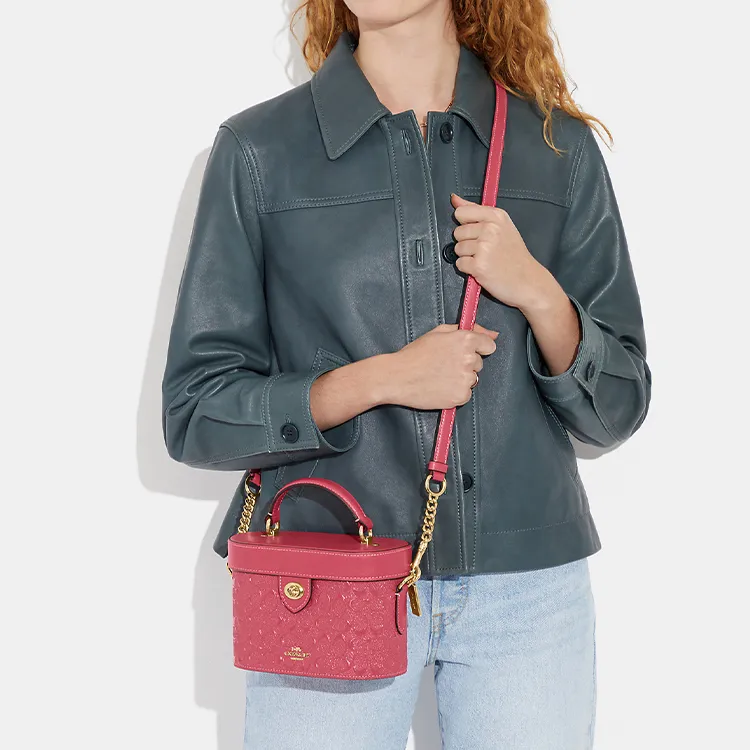 COACH Kay Leather Box Bag, Handbag, Shoulder Bag, Crossbody Bag Trumpets Women's Pink-3