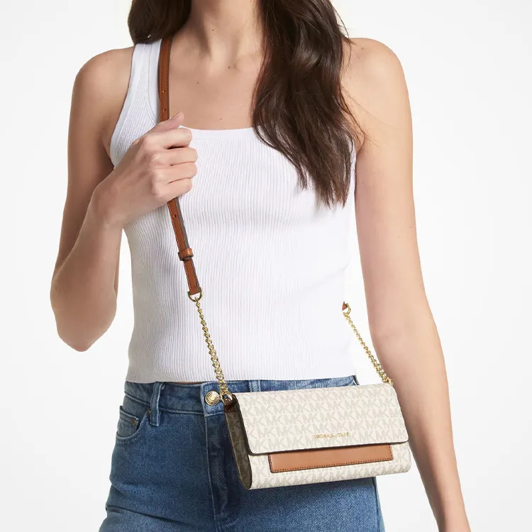 MICHAEL KORS Jet Set Polyester 2 in 1 Shoulder Bag Crossbody Bag Medium Size Women's Vanilla/Oak-4