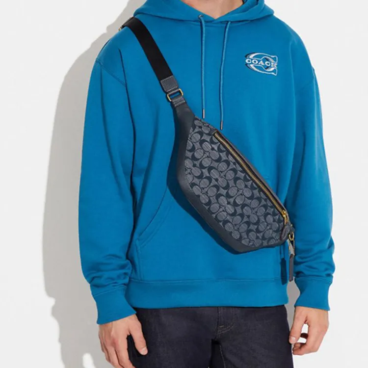 COACH Warren Cow Leather With Textile Shoulder Bag, Fanny Pack Tubas Men's Denim-3