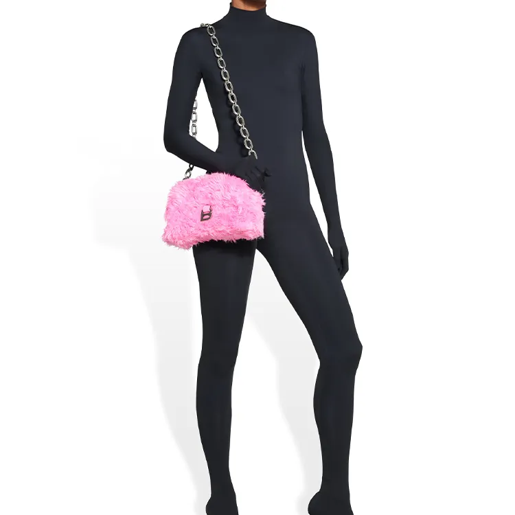 Balenciaga Downtown Faux Fur Crossbody Bag, Shoulder Bag Mini Women's Pink-8