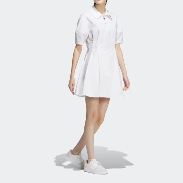 Adidas Neo x CAOMEIXIONG LIANMINGKUAN Short Sleeved Dresses Women's White-3