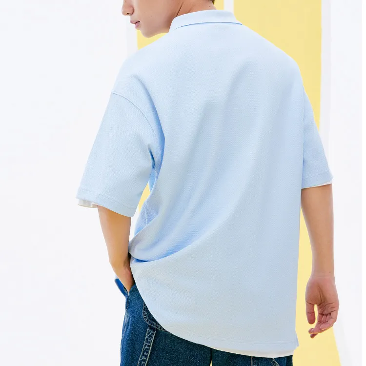 Anta x SMILEYWORLD Life Collection Polo Shirt Unisex Cloudy Blue-3