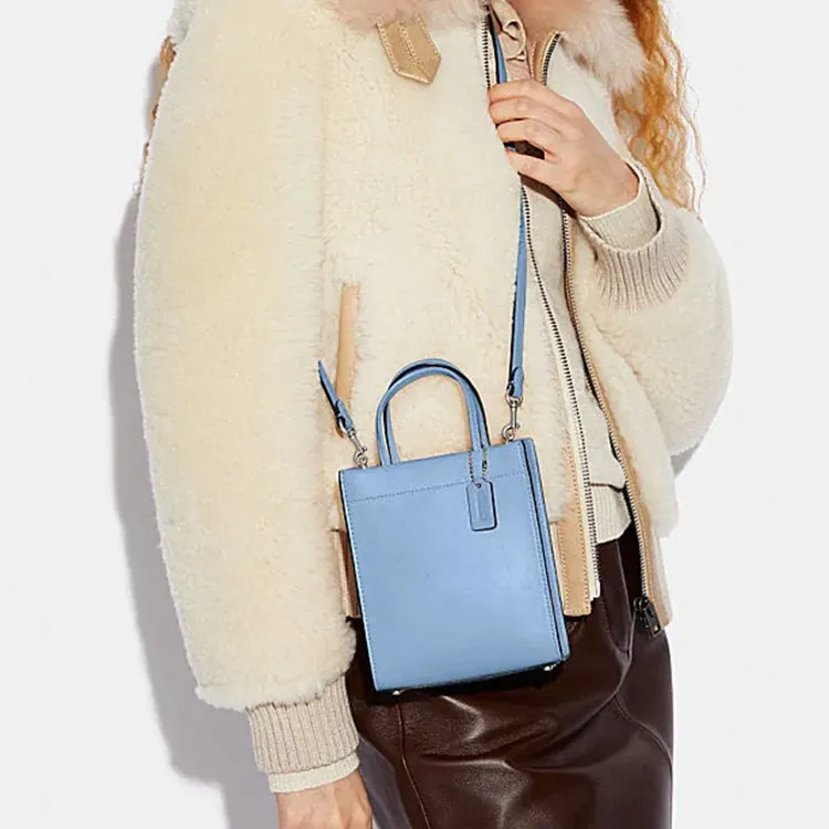 COACH Cashin Natural Cow Leather Tote Bag Shopping Bag Handbag Shoulder Bag Crossbody Bag Mini Women's Sky Blue-4