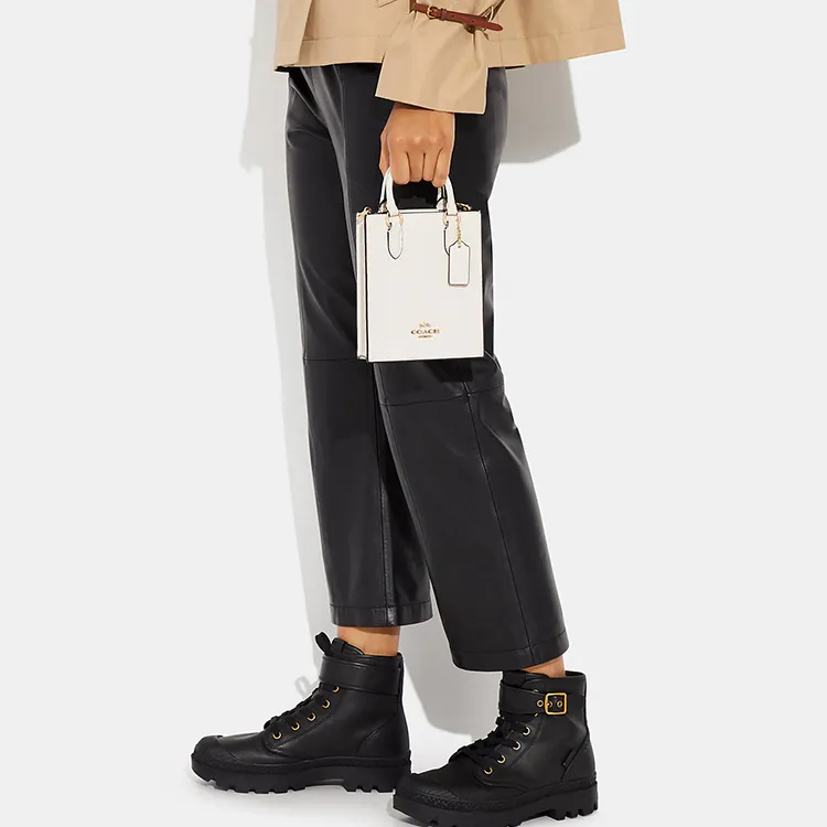 COACH N/S Pebbled Leather Tote Bag Shopping Bag Shoulder Bag Crossbody Bag Handbag Mini Women's White-3