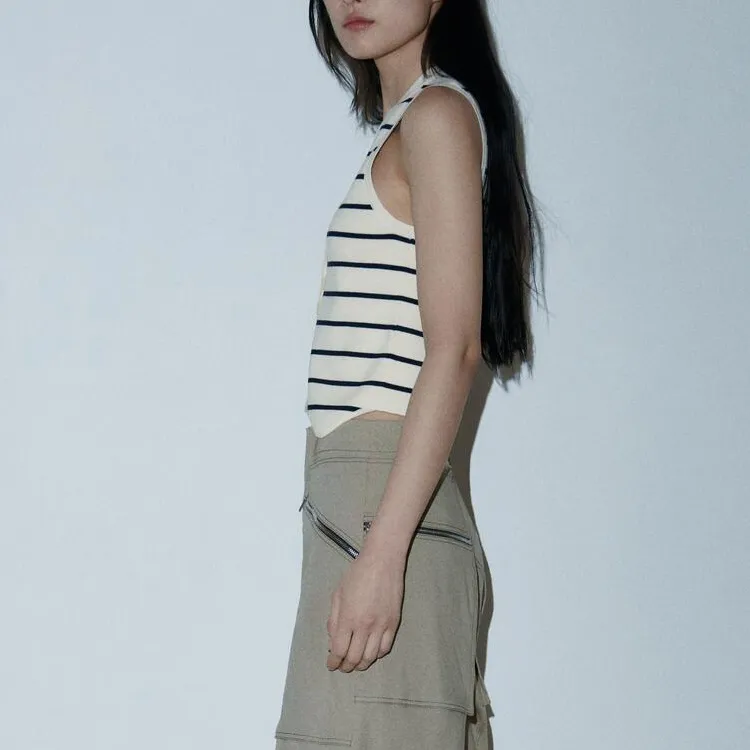 ZARA Tank Tops Women's Nude/Sea Blue-3