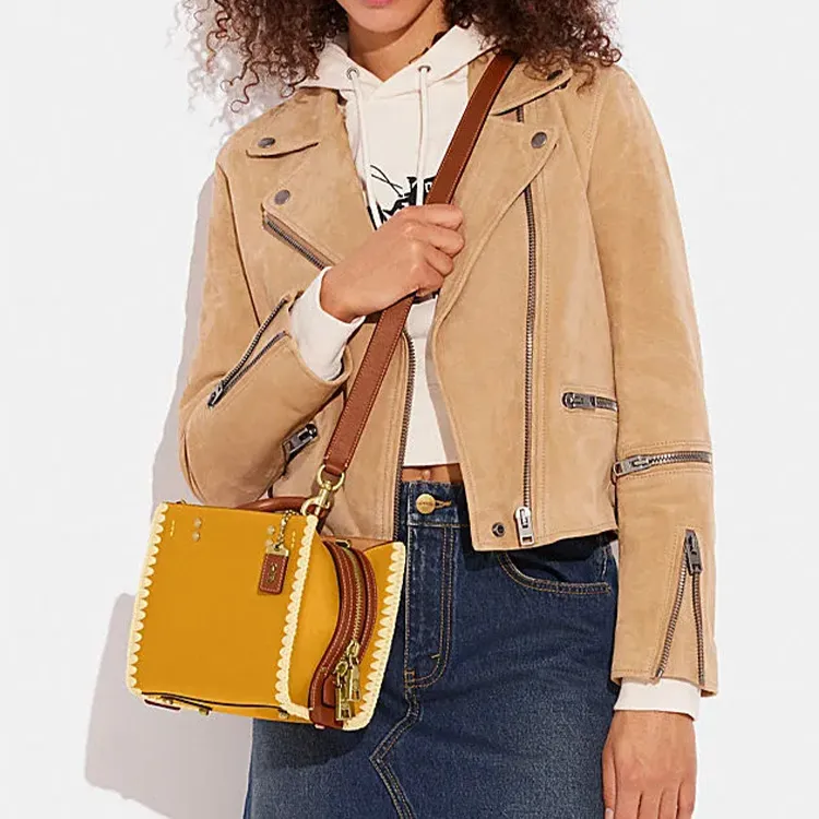 COACH Rogue Cow Leather Square Bag Handbag Shoulder Bag Crossbody Bag Small Size Women's Goldilocks Yellow-3
