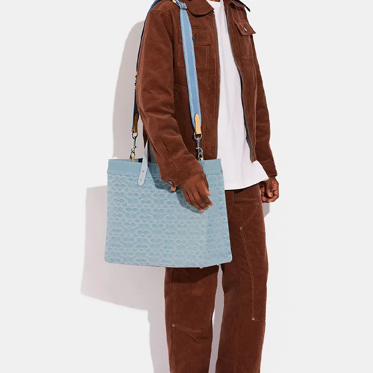 COACH Field Denim Tote Bag-5