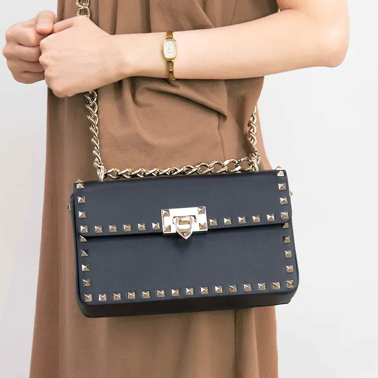 Valentino Leather Portable Crossbody Bag, Shoulder Bag Women's Black-6