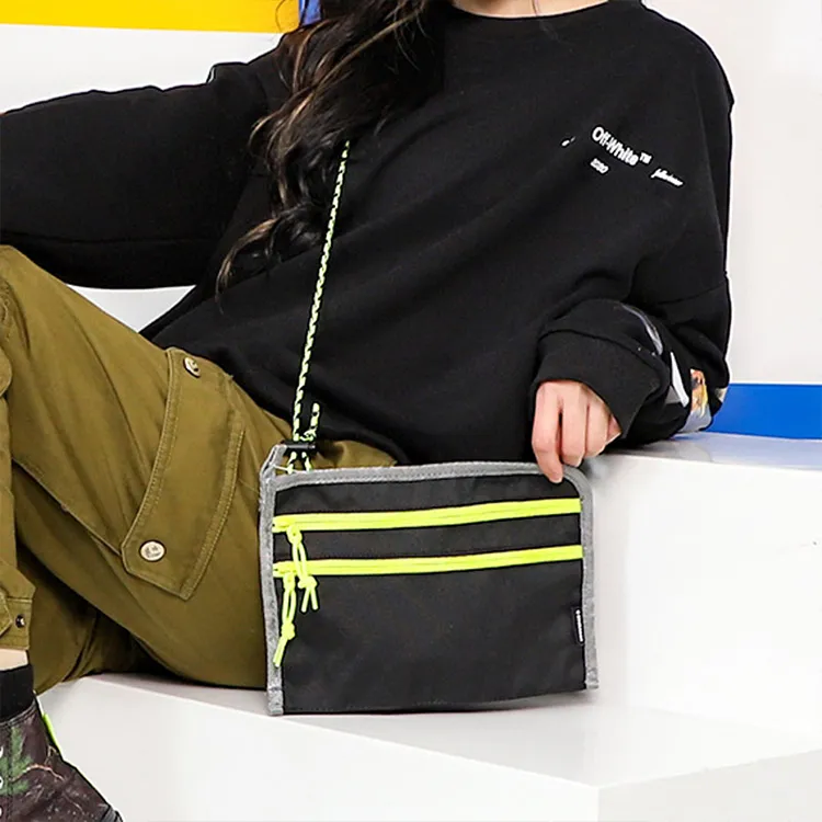 Converse Polyester Shoulder Bag Crossbody Bag Regular Unisex Black & Yellow-3