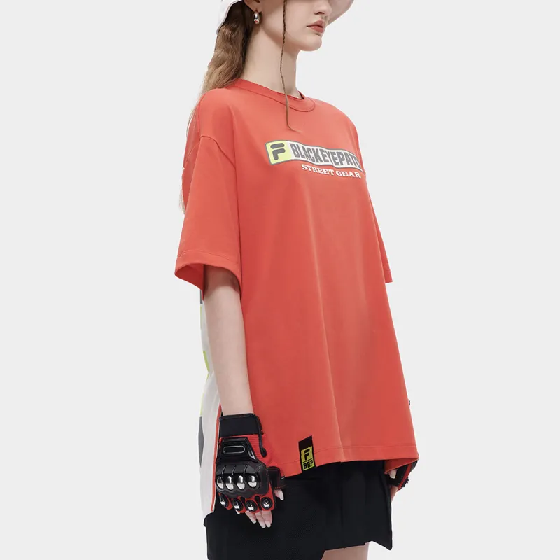FILA FUSION Drop Shoulder Sleeve T Shirt Women's Red-4