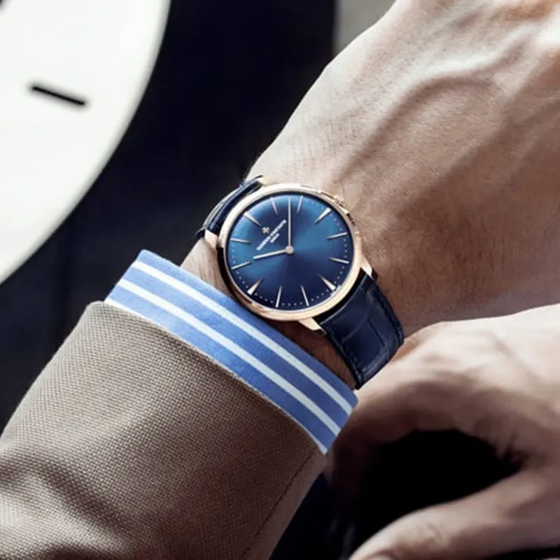 VACHERON CONSTANTIN PATRIMONY Manual Mechanical Movement Men's Watches Watch 40mm Blue Dial Red Gold Watch Case-3
