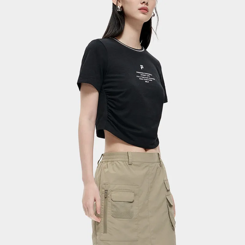 FILA FUSION STREET SPORT Crop Tops Women's Pitch Black-4