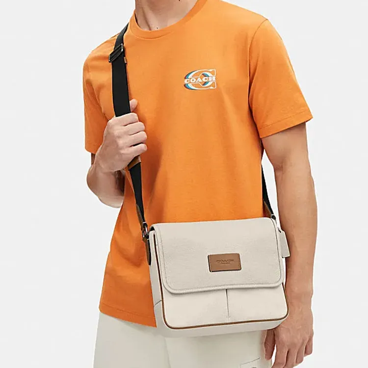 COACH Sprint Cow Leather Messenger Bag Shoulder Bag Crossbody Bag Medium Size Men's White-3