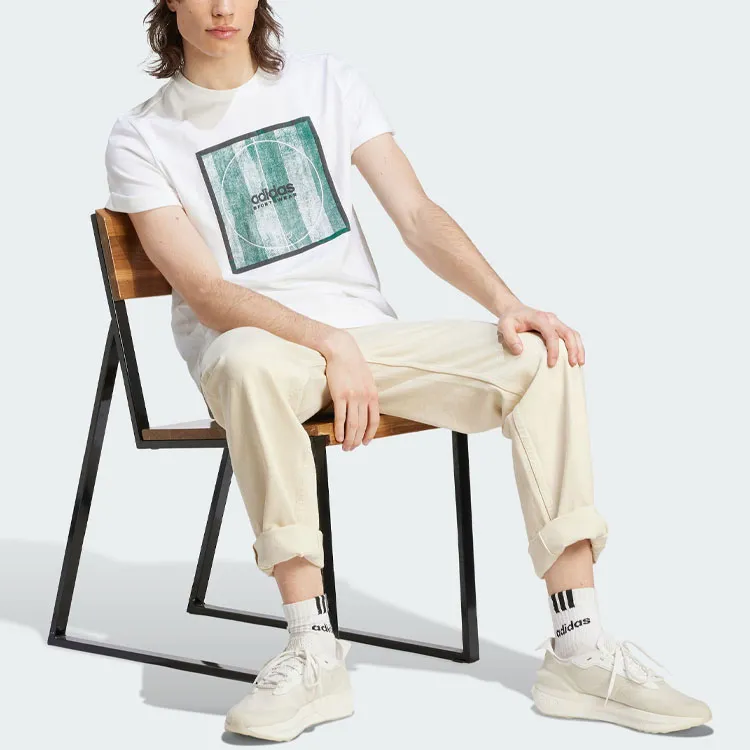 Adidas T Shirts Men White Green-4