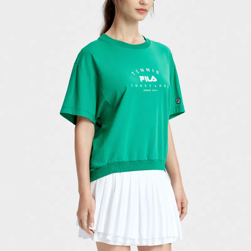 FILA Drop Shoulder Sleeve T Shirt Women's Ethereal Grass Green-5