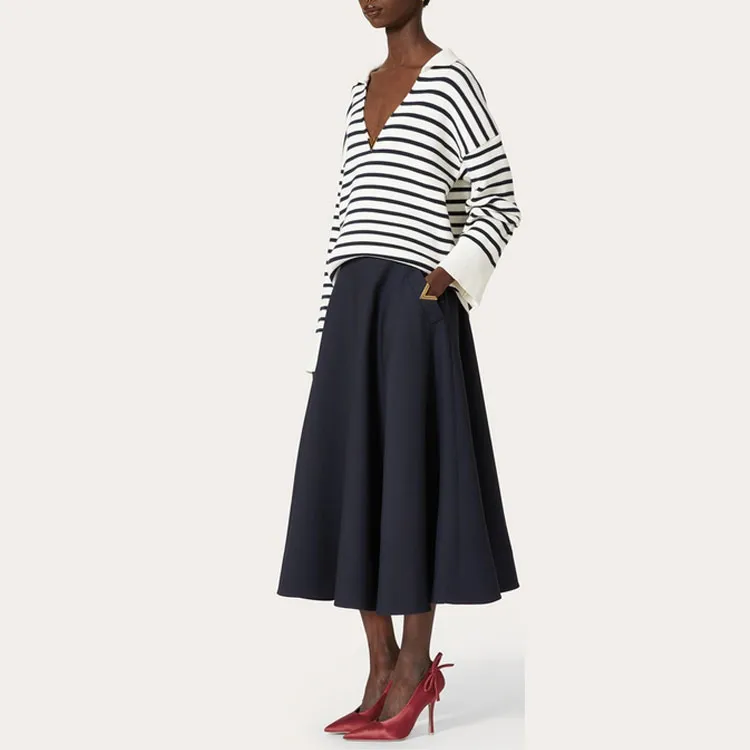 Valentino Crepe Couture High Waist Midi Skirt-3