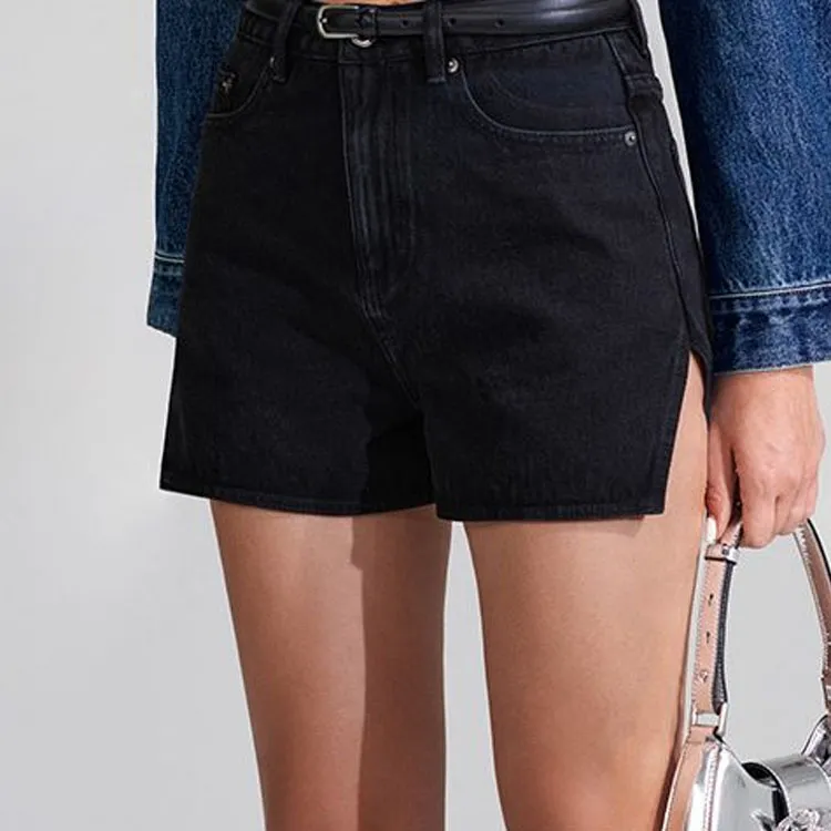 Self portrait Denim Shorts Women's Black-2