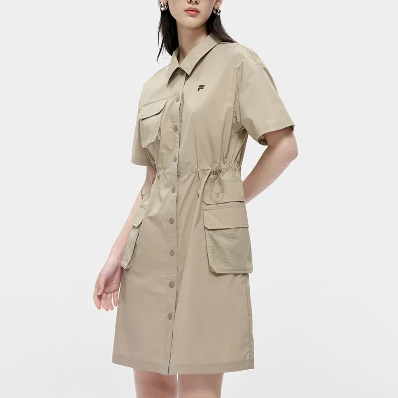 FILA FUSION Short Sleeved Dresses Women's Hazy Khaki-4