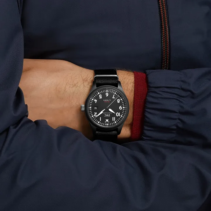 IWC Pilot Collection Automatic Mechanical Movement Men's Watches Watch 41mm Black Dial Ceramic Watch Case Fabric Strap-4
