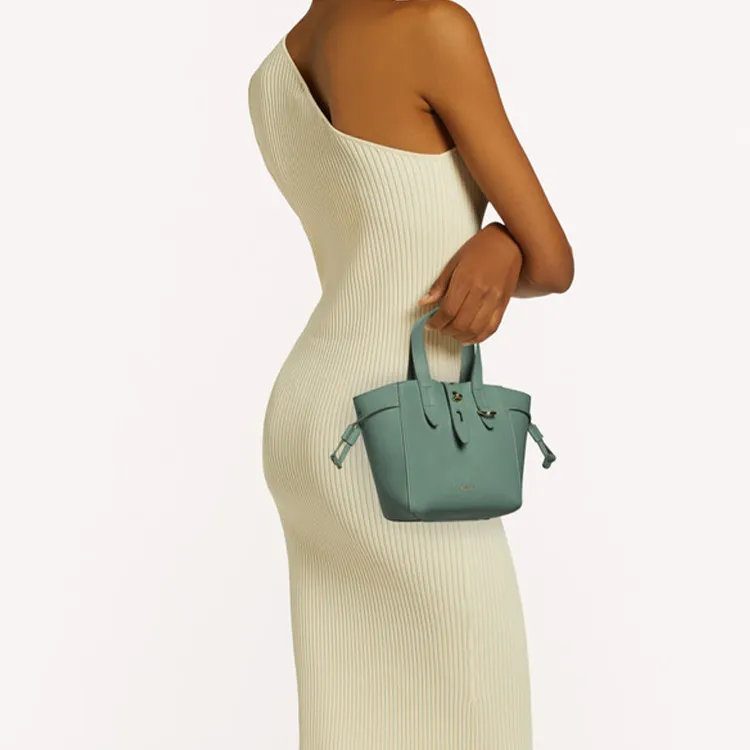 Furla Net Collection Cow Leather Basket Bag Shoulder Bag Crossbody Bag Handbag Mini Women's Green-4