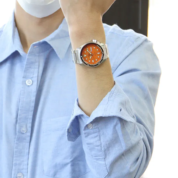 SEIKO Mechanical Movement Watch Men's Watches Orange Watch Dial SBSA215-2