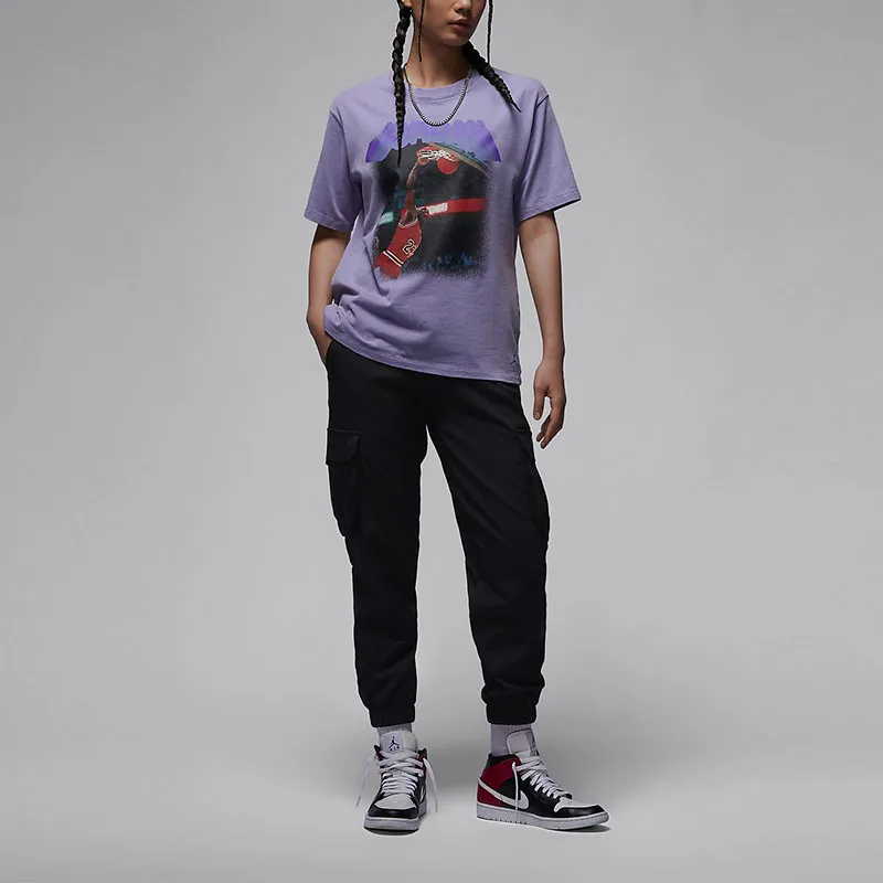 Jordan Drop Shoulder Sleeve T-Shirt Women's Purple-2
