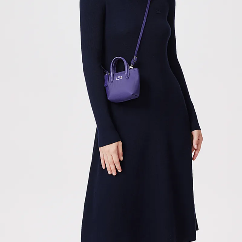 LACOSTE PVC Crocodile Bag Tote Bag Shopping Bag Shoulder Bag Crossbody Bag Women's Purple-4