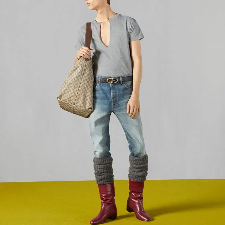 GUCCI Split Neck Short Sleeved T Shirt-4