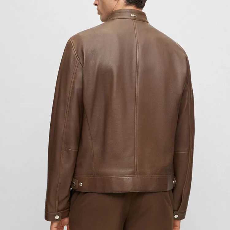 HUGO BOSS Leather Jackets Men Green-4