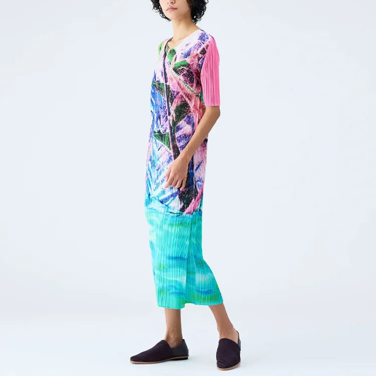 PLEATS PLEASE ISSEY MIYAKE Short Sleeved Dress Women's Multicolor-2