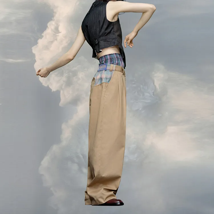 Maison Margiela X Pendleton Logo Patch Checked Yoke Trousers-3