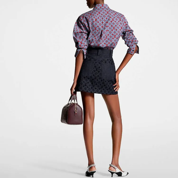 LOUIS VUITTON FW23 Denim Short Skirts Women's Blue-4