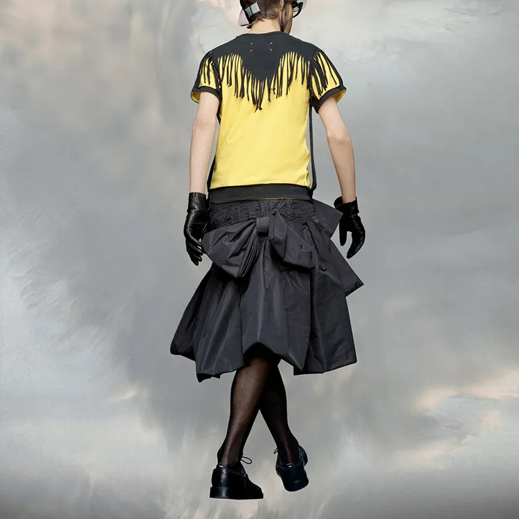 Maison Margiela Logo Prined Fringed T Shirt-4