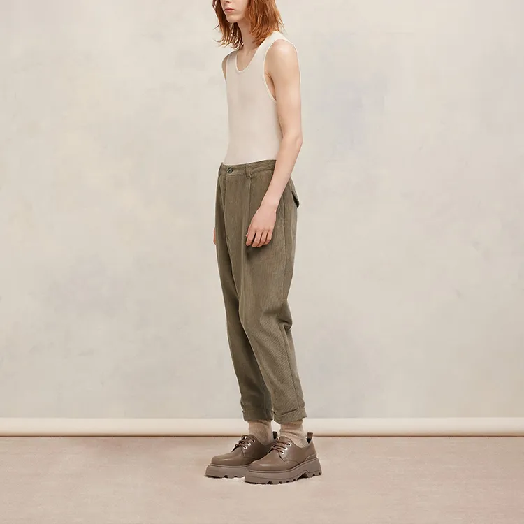 AMIPARIS Casual Pants Men Khaki Green-3