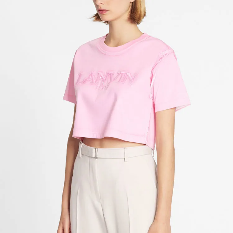 Lanvin Overprinted Cropped Tee 'Peony Pink'-3
