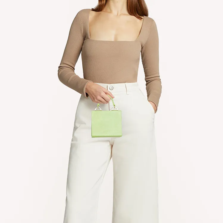 Furla Suede Patchwork Cow Leather Shoulder Bag Crossbody Bag Mini Women's Light Green-4
