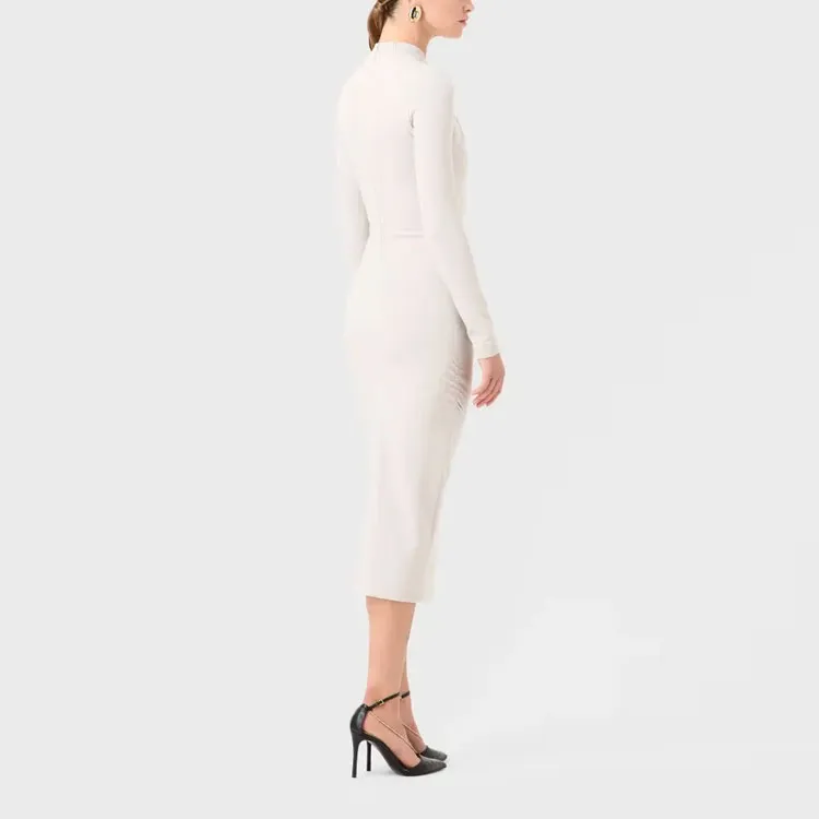 GIORGIO ARMANI Long-Sleeved Dresses Women's Ice Gray-3