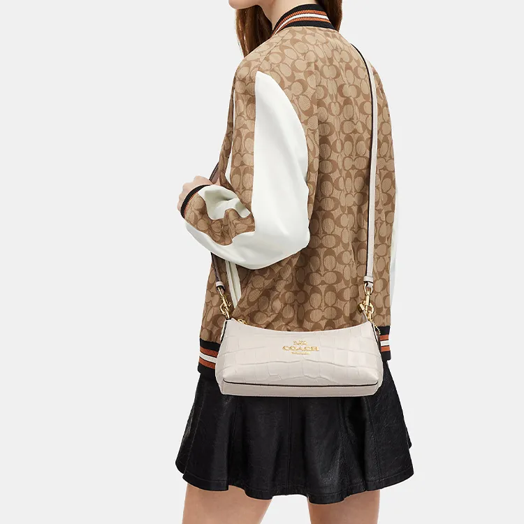 COACH Leather Pillow Bag, Portable Crossbody Bag, Shoulder Bag Women's Chalk White-4