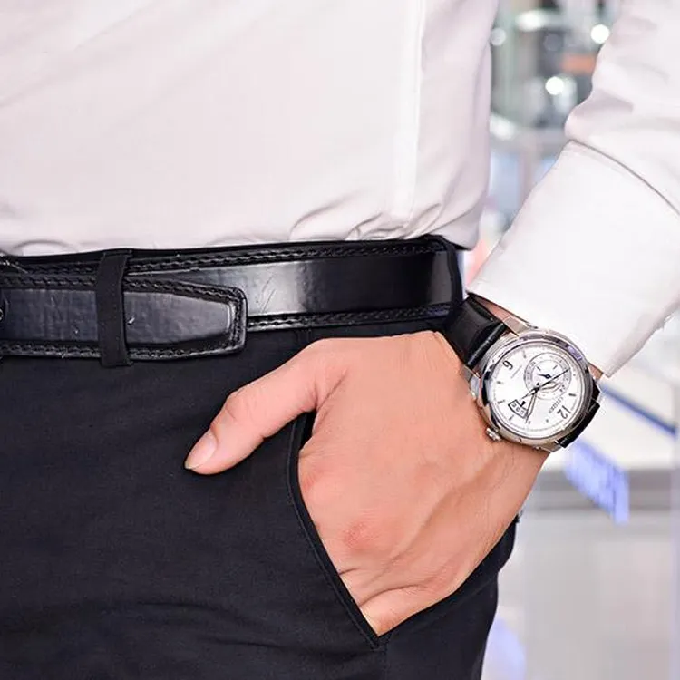 CITIZEN Automatic Mechanical Movement Leather Cow Leather Strap Watch Men's Watches White Dial-4