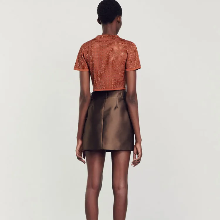 Sandro Casual Short Skirts Women's Brown Yellow-1