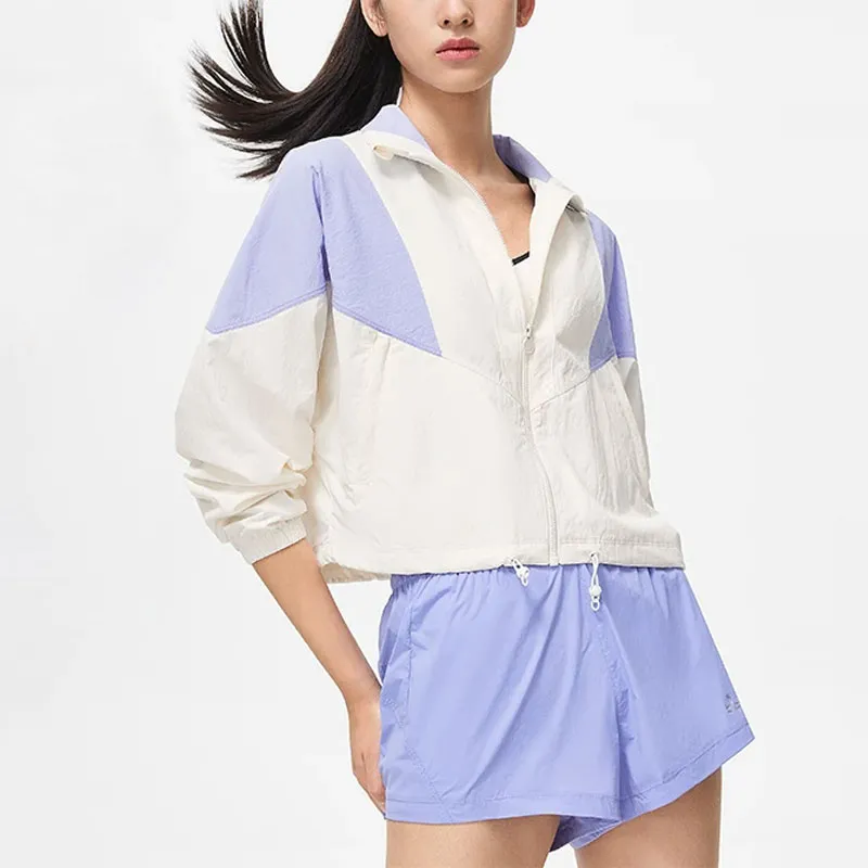 LiNing Trench Coat Women's Ivory Violet Blue Purple-2