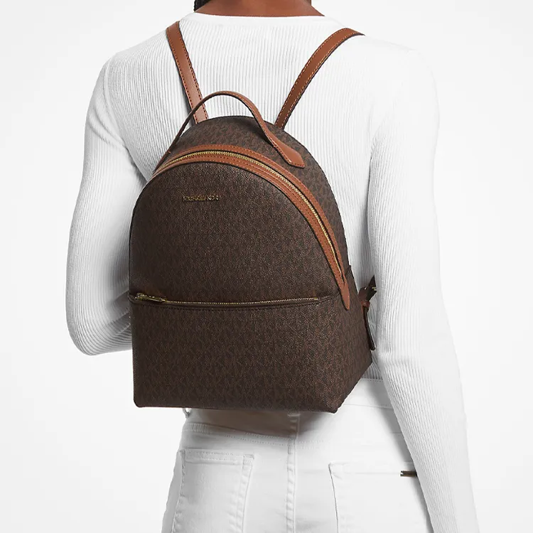 MICHAEL KORS Coated Canvas Backpack Medium Size Women's Brown-7