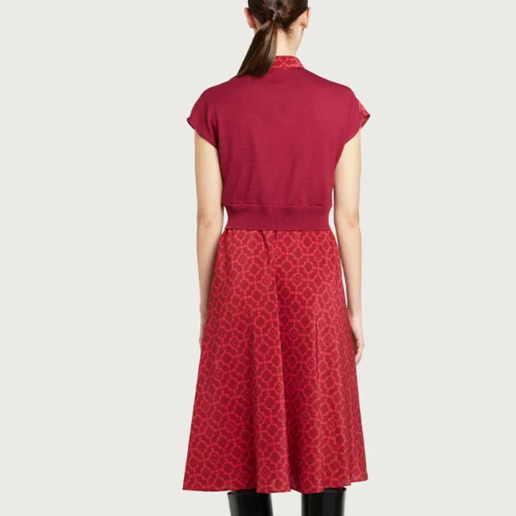 Ferragamo Short-Sleeved Dresses Women's Red-3