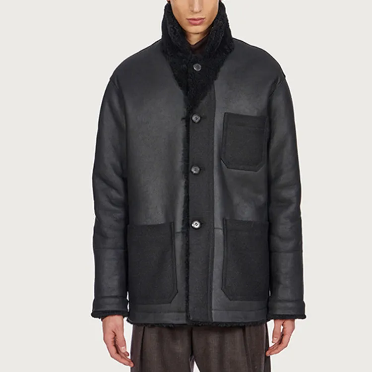 Ferragamo Leather Jackets Men Black-3