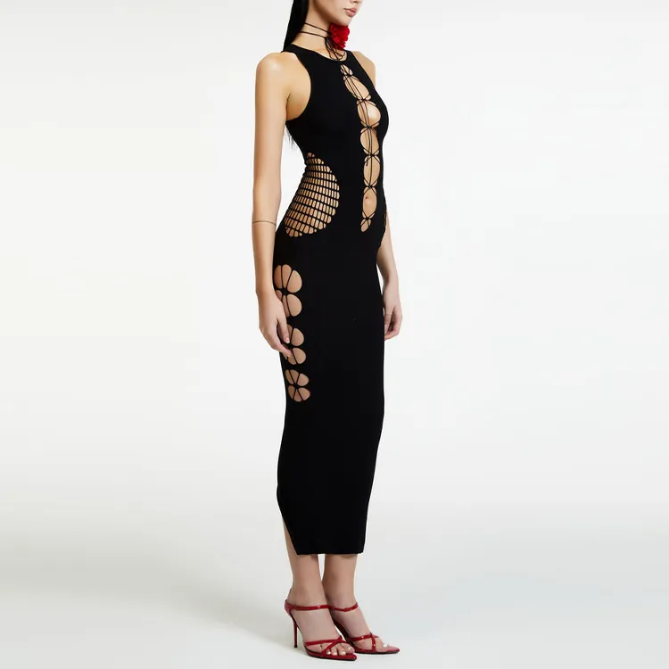 The Kript Sleeveless Dresses Women's Black-3