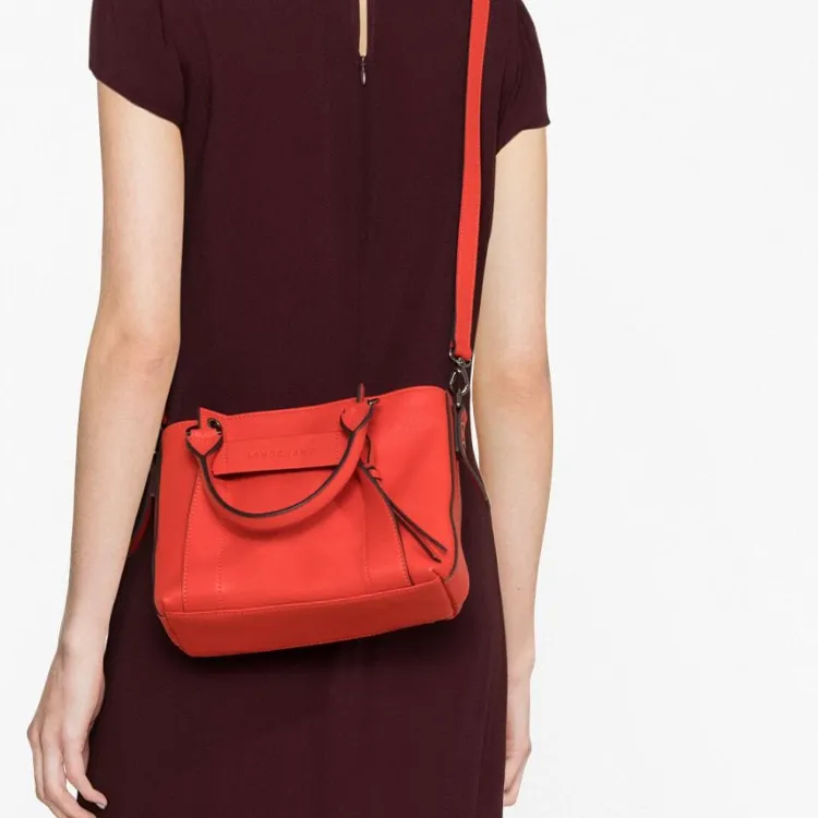 LONGCHAMP Calfskin Tote Bag, Shopping Bag, Shoulder Bag, Crossbody Bag, Handbag Small Size Women's Bright Red-3